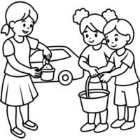 Hello summer outline for kids coloring book. The summer coloring page. Summer holiday outline vector