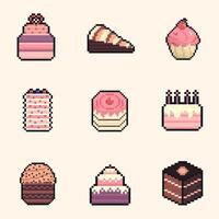 cake pixel art collection for dynamic digital projects and designs. vector