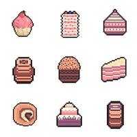 cake pixel art collection for dynamic digital projects and designs. vector
