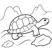 Sea turtle coloring pages. sea green turtle on white background. Curve lines. Page of coloring book. vector
