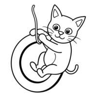 Cat kitten coloring pages. Kitten outline for kids book vector