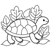 Sea turtle coloring pages. sea green turtle on white background. Curve lines. Page of coloring book. vector