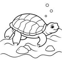 Sea turtle coloring pages. sea green turtle on white background. Curve lines. Page of coloring book. vector