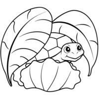 Sea turtle coloring pages. sea green turtle on white background. Curve lines. Page of coloring book. vector