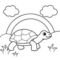 Sea turtle coloring pages. sea green turtle on white background. Curve lines. Page of coloring book. vector