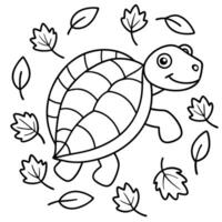 Sea turtle coloring pages. sea green turtle on white background. Curve lines. Page of coloring book. vector