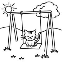 Cat kitten coloring pages. Kitten outline for kids book vector