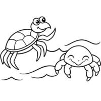 Sea turtle coloring pages. sea green turtle on white background. Curve lines. Page of coloring book. vector