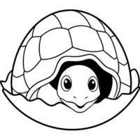 Sea turtle coloring pages. sea green turtle on white background. Curve lines. Page of coloring book. vector
