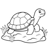 Sea turtle coloring pages. sea green turtle on white background. Curve lines. Page of coloring book. vector