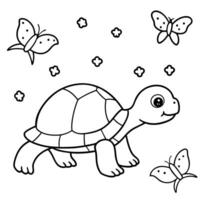 Sea turtle coloring pages. sea green turtle on white background. Curve lines. Page of coloring book. vector