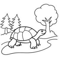 Sea turtle coloring pages. sea green turtle on white background. Curve lines. Page of coloring book. vector