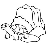 Sea turtle coloring pages. sea green turtle on white background. Curve lines. Page of coloring book. vector