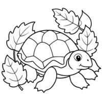 Sea turtle coloring pages. sea green turtle on white background. Curve lines. Page of coloring book. vector