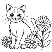 Cat kitten coloring pages. Kitten outline for kids book vector