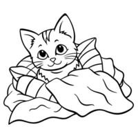 Cat kitten coloring pages. Kitten outline for kids book vector