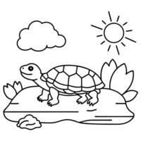 Sea turtle coloring pages. sea green turtle on white background. Curve lines. Page of coloring book. vector