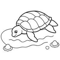 Sea turtle coloring pages. sea green turtle on white background. Curve lines. Page of coloring book. vector