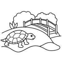 Sea turtle coloring pages. sea green turtle on white background. Curve lines. Page of coloring book. vector