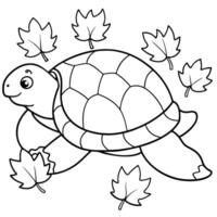Sea turtle coloring pages. sea green turtle on white background. Curve lines. Page of coloring book. vector