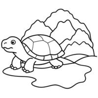 Sea turtle coloring pages. sea green turtle on white background. Curve lines. Page of coloring book. vector