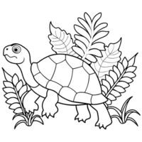 Sea turtle coloring pages. sea green turtle on white background. Curve lines. Page of coloring book. vector