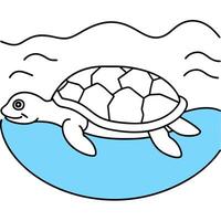 Sea turtle coloring pages. sea green turtle on white background. Curve lines. Page of coloring book. vector