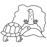 Sea turtle coloring pages. sea green turtle on white background. Curve lines. Page of coloring book. vector