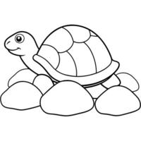 Sea turtle coloring pages. sea green turtle on white background. Curve lines. Page of coloring book. vector