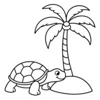 Sea turtle coloring pages. sea green turtle on white background. Curve lines. Page of coloring book. vector