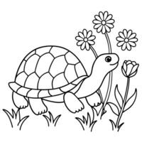 Sea turtle coloring pages. sea green turtle on white background. Curve lines. Page of coloring book. vector