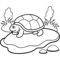 Sea turtle coloring pages. sea green turtle on white background. Curve lines. Page of coloring book. vector