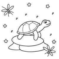Sea turtle coloring pages. sea green turtle on white background. Curve lines. Page of coloring book. vector