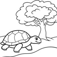 Sea turtle coloring pages. sea green turtle on white background. Curve lines. Page of coloring book. vector