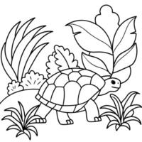 Sea turtle coloring pages. sea green turtle on white background. Curve lines. Page of coloring book. vector