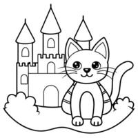 Cat kitten coloring pages. Kitten outline for kids book vector