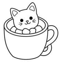 Cat kitten coloring pages. Kitten outline for kids book vector
