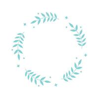 a simple green plant frame, round. Isolated on a white background vector