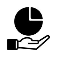 pie chart icon and hand icon outline black style. Business and finance icons vector