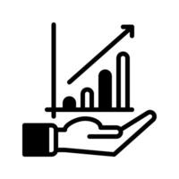 growth chart bar and hand icon outline black style. Business and finance icons vector