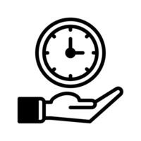 clock timer and hand icon outline black style. Business and finance icons vector