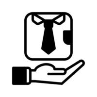 tie icon and hand icon outline black style. Business and finance icons vector