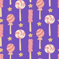 Candies seamless pattern in flat childish style vector