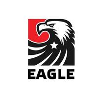 eagle head and star with square shape vector