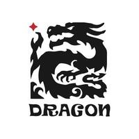 abstract dragon and star square shape vector