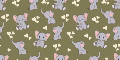 Elephant with different poses on seamless pattern. It's a cute elephant with an Elephant Day Theme. It can be used for paper design, gift wrapping, textiles, etc. vector