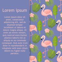 Beautiful seamless floral summer pattern background with tropical palm leaves, flamingo, hibiscus. Perfect for wallpapers, web page backgrounds, surface textures, textile. vector