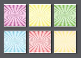 Banner set with abstract colorful sunburst rays vector