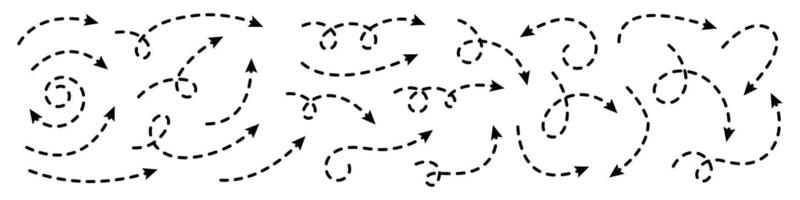 Curved dotted arrow. Zigzag arrow stripes design with dotted lines. vector