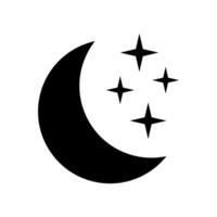 Crescent moon with stars icon on white background. Night icon. Crescent moon icon. Minimalist style. vector
